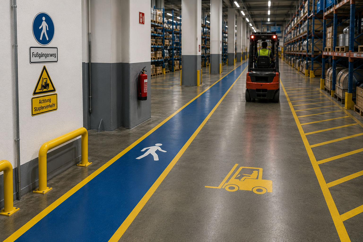 Bodenmarkierungen und Instandhaltungskosten im Werk